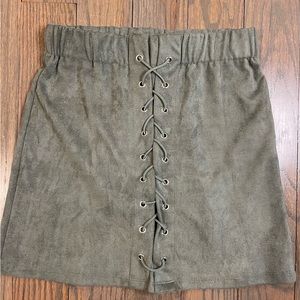 Suede green skirt